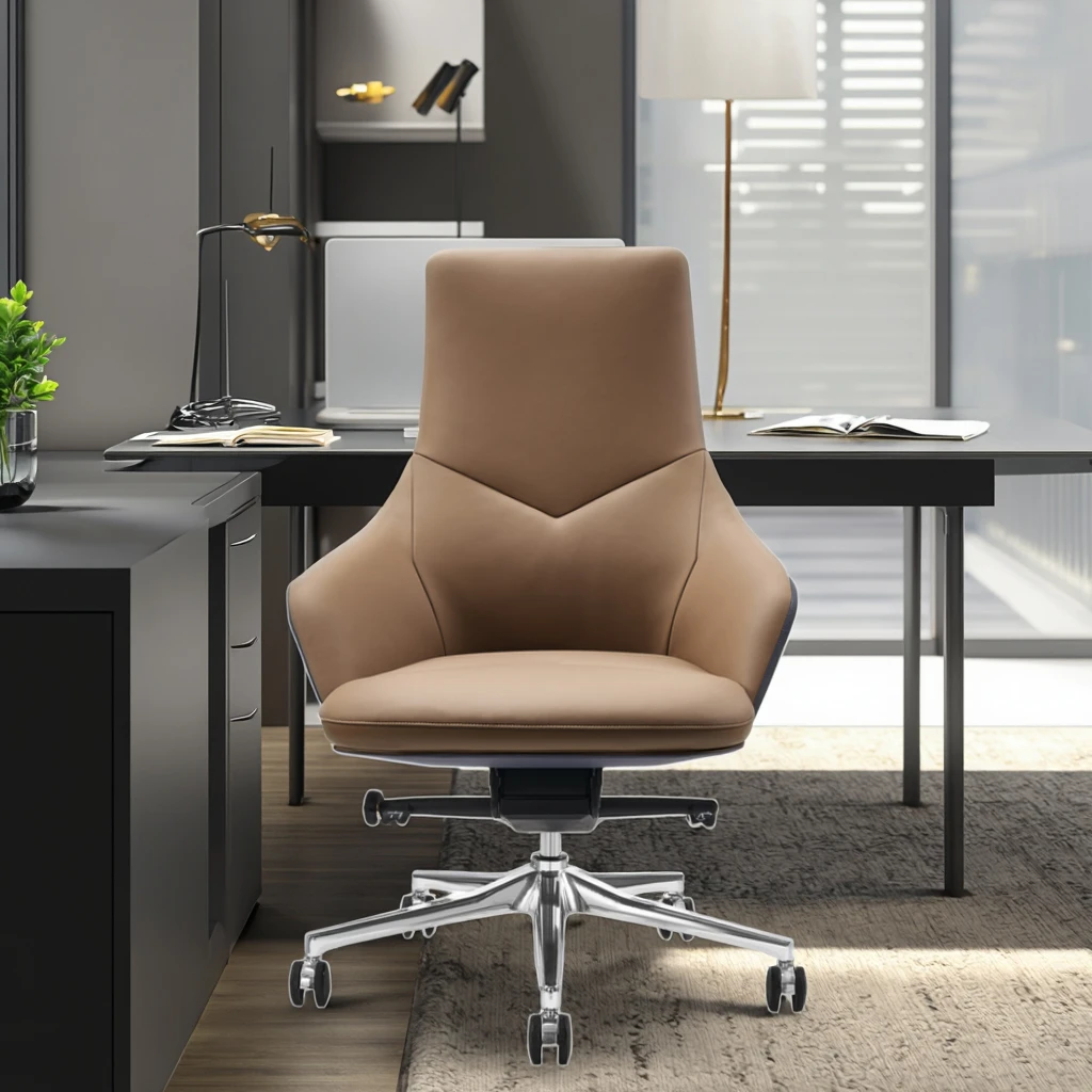 Modern Leather Mid Back Ergonomic Executive Office Task Chair 2