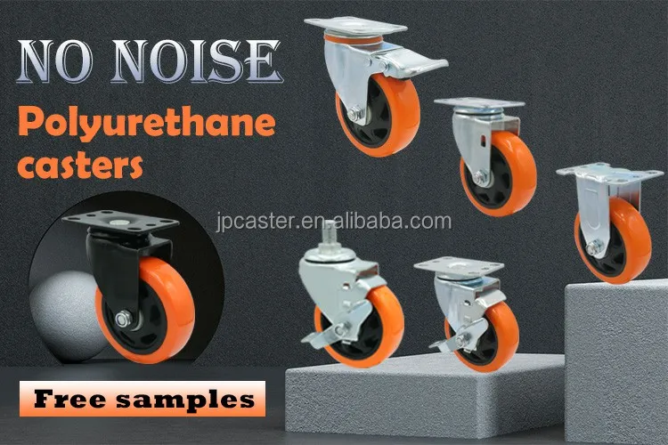 3/4/5 inch industrial medium duty 75mm castor pvc orange swivel heavy duty caster rotating wheels factory