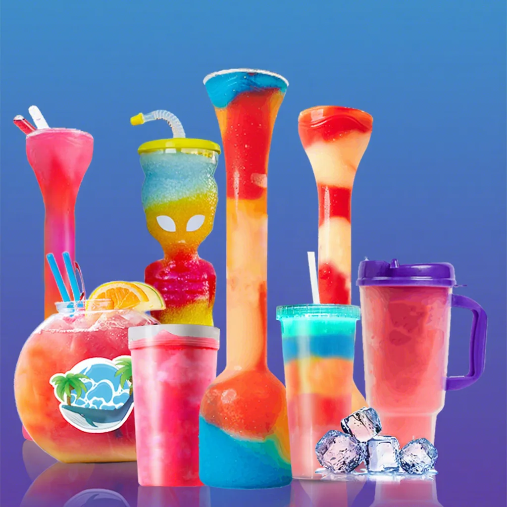 Creative Las Vegas 16oz/24oz/32oz Slushy Cups Plastic Party Souvenir Cups  Slushy Drink Yard Cups with logo