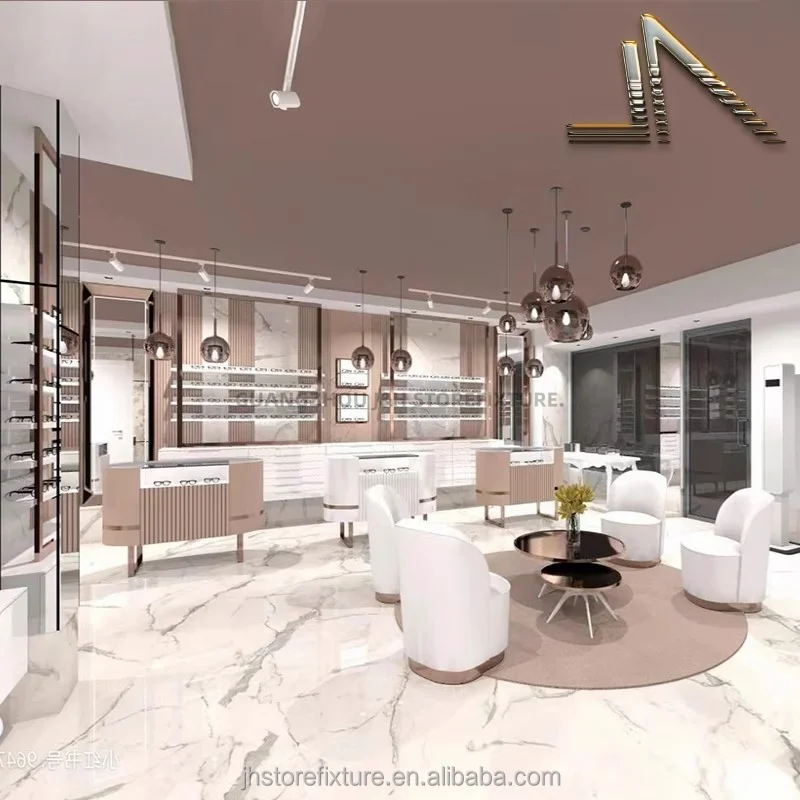 Custom Sun Glasses Display Cabinet with Led Light Glasses Counter Display Floor Stand for Store 3D Interior Design