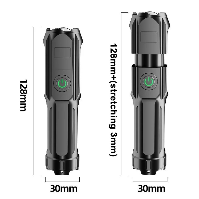 Strong Highlight USB Charging  Flashlight Work Light For Camping Long Range Zoom Small Portable Flashlight
