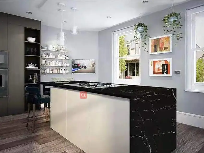 Largest Quartz Slab 3500 X 2000 Gold Veins Black Quartz Stone Calacatta Artificial Stone