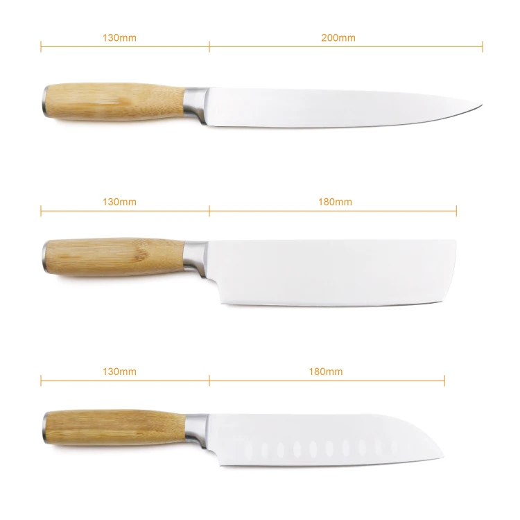 Classical Popular Double Forged Bamboo Handle German Steel X50CrMoV15 Kitchen Knife Set