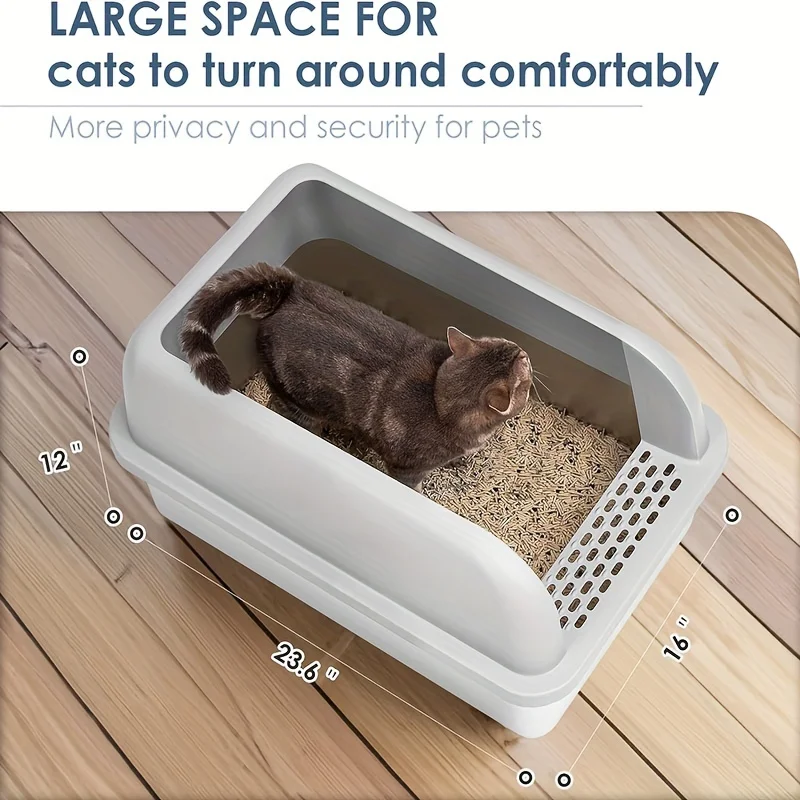 Semi-enclosed Stainless Steel Cat Litter Box With Lid Extra Large ...