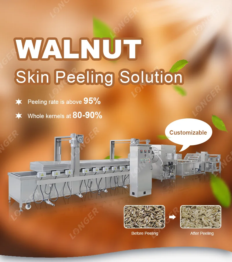 Industrial Walnut Kernel Meat Blanching Peeling Washing Processing