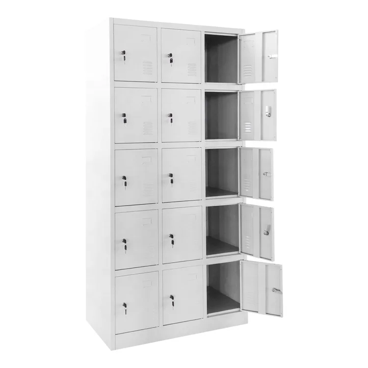 Standard 15 Doors Metal Locker Three Wide Five Tier Metal Storage ...