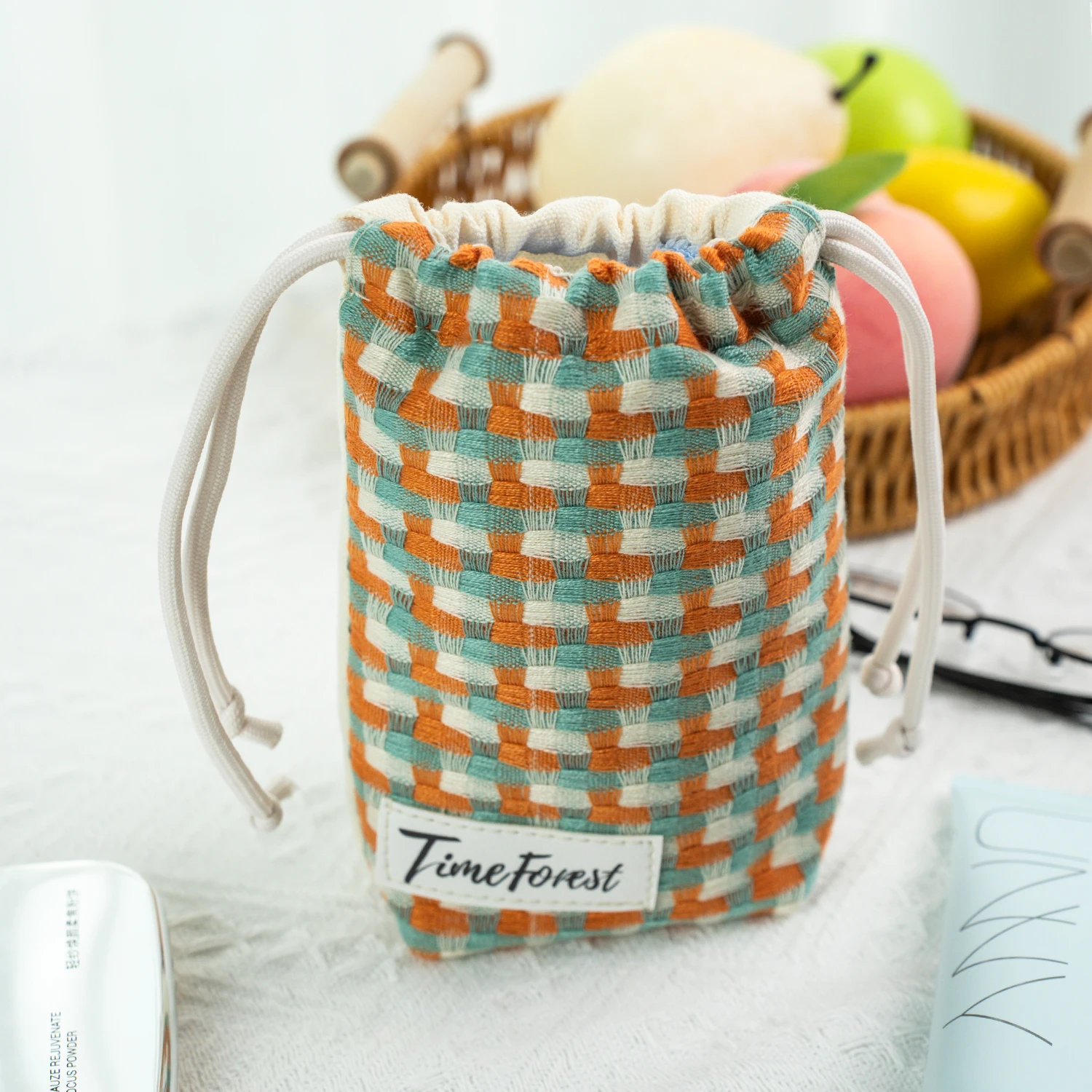 TimeForest Custom Logo Dust Bag Cotton Canvas Mini Muslin Drawstring Bag Small Gift Jewelry Pouch