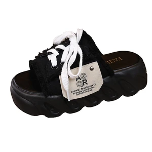 Fashion Trend Women's EVA Sneakers Lace-Up Flats Platform Casual Flip Flop Sandals Lightweight Sports for Winter Breathable