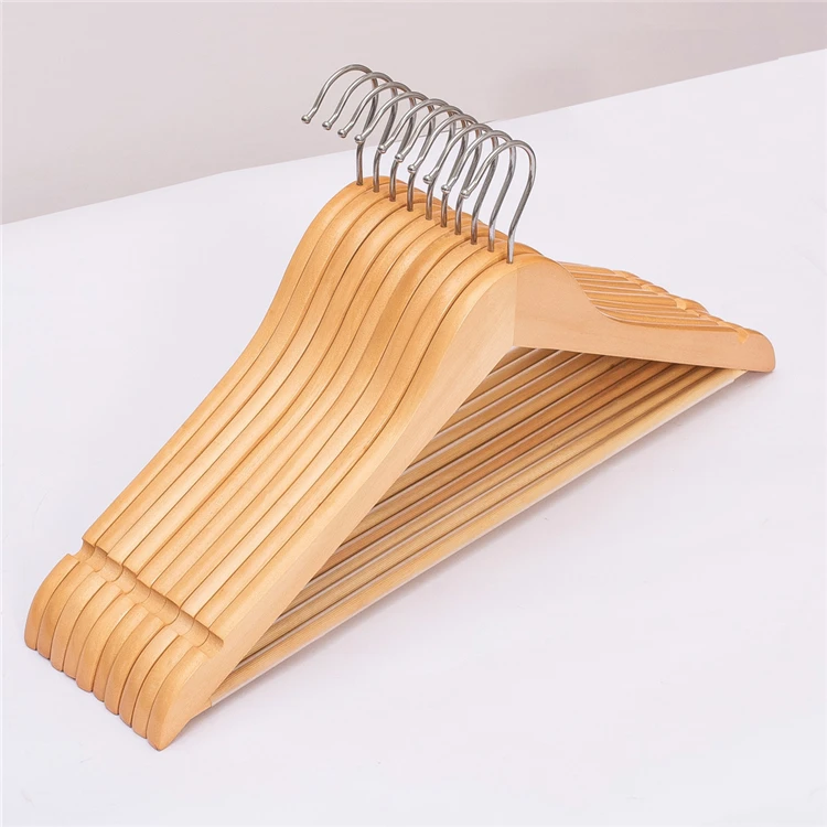 Factory Wholesale Coat Wooden Hanger Customized Logo Clothes Wood