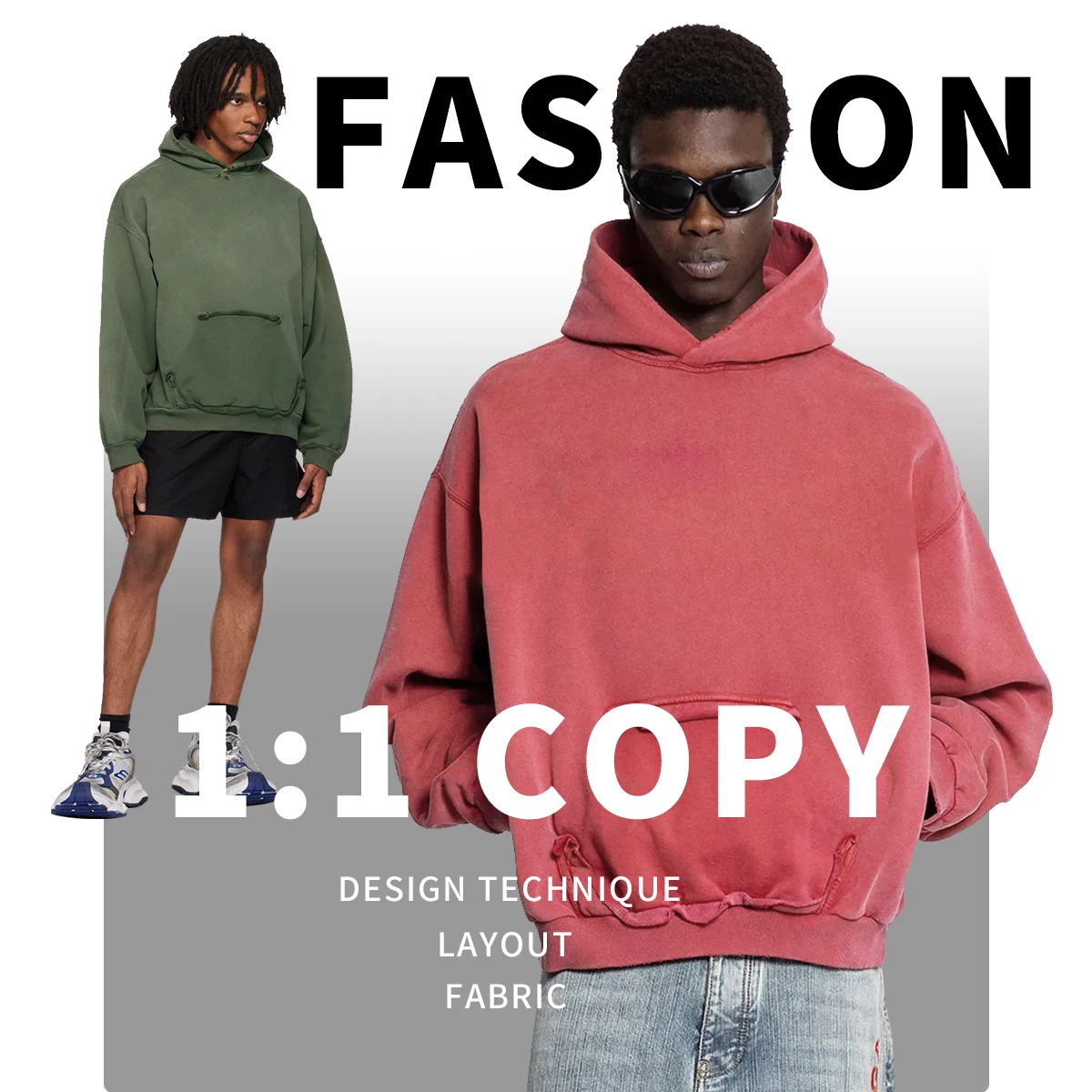 product custom mens  cotton french terry hoodie heavyweight oversized distressed acid wash streetwear pullover plain hoodie for men-2