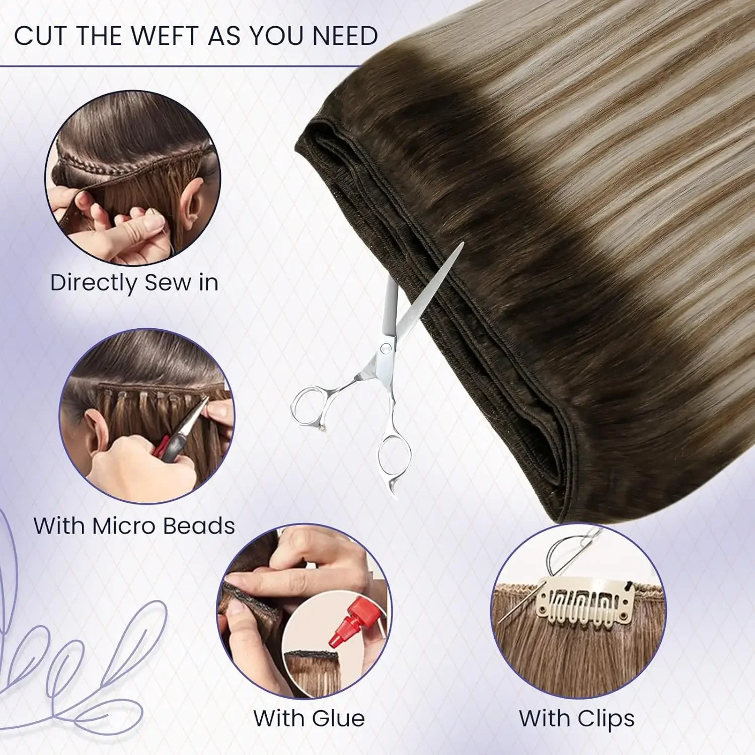 LaaVoo Human Hair Weft Sew in Hair Extensions Brazilian Hair 100G 14-24inch Bundle Weave Real Hair_voghion.com