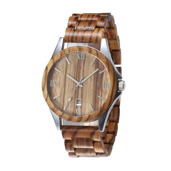 TJW Men's Sport Wooden Watch Miyota Movement 44mm Dial Displaying Pointer Limited Edition Charm Coin Design 3bar Water 22mm