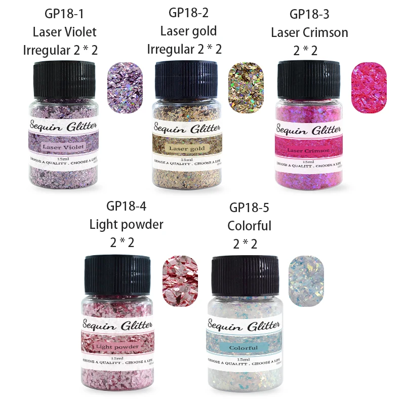 2*2mm 5 Colors/set 15ml/bottle Super Shiny Glitter Powder For ...