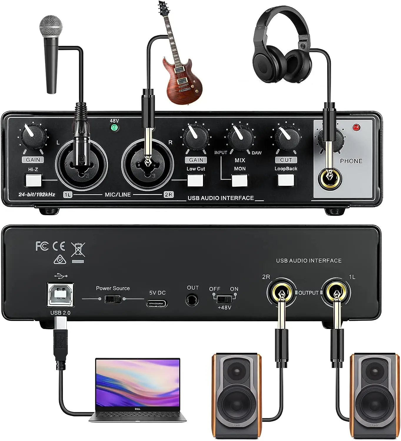 Factory OEM Professional Soundcard Studio USB Audio Interface 2 in 2 Out USB Audio Mixer Podcast Sound Card for Recording Studio