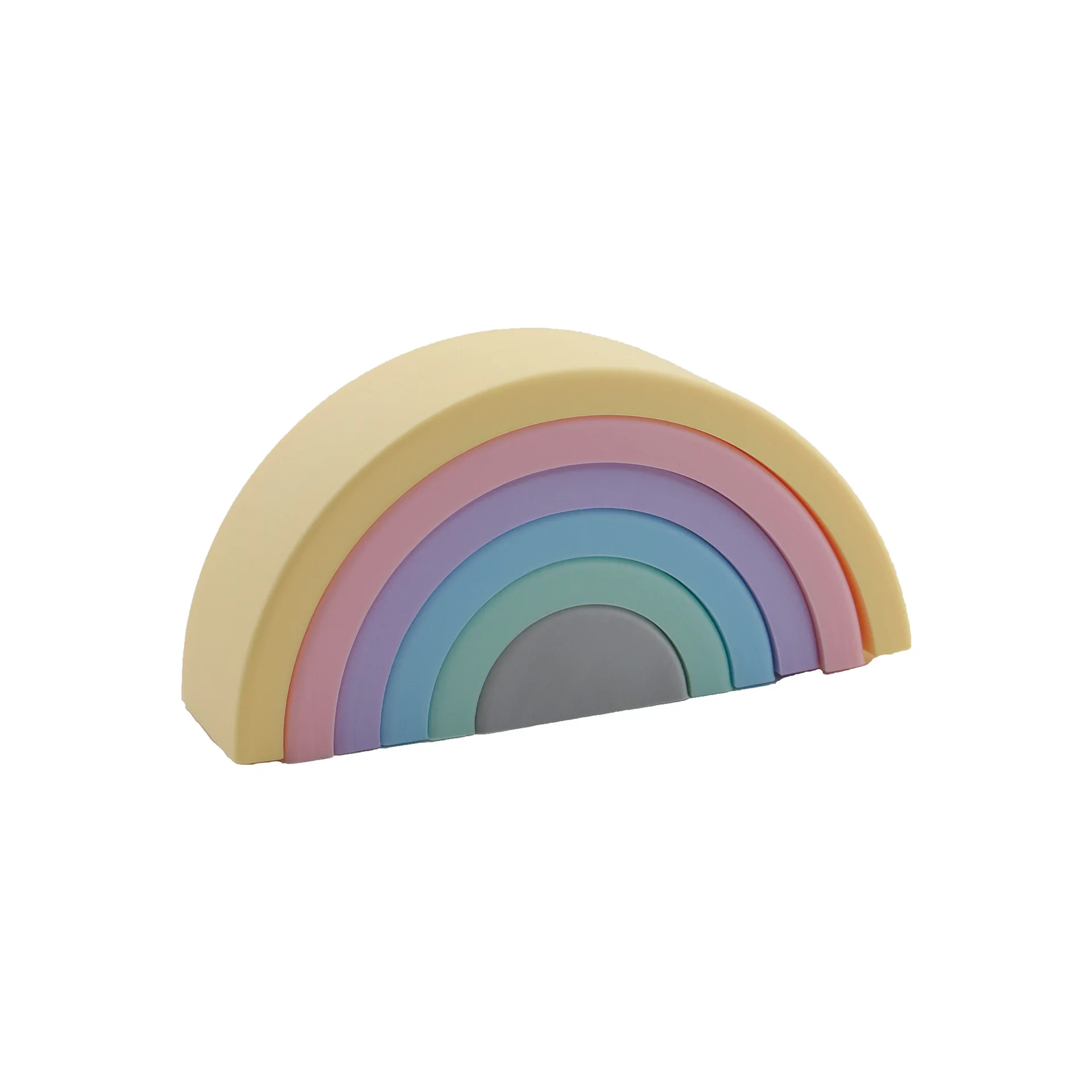 Colourful Silicone Rainbow Stacker Nesting Rainbow Learning Set Kids Silicone Stacking Toy