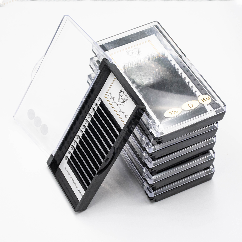 Premium Synthetic Mink Classic Russian Eyelash Extension Natural Fluffy Soft Mix Curl Faux Mink Lash Extension Kit Dropshipping