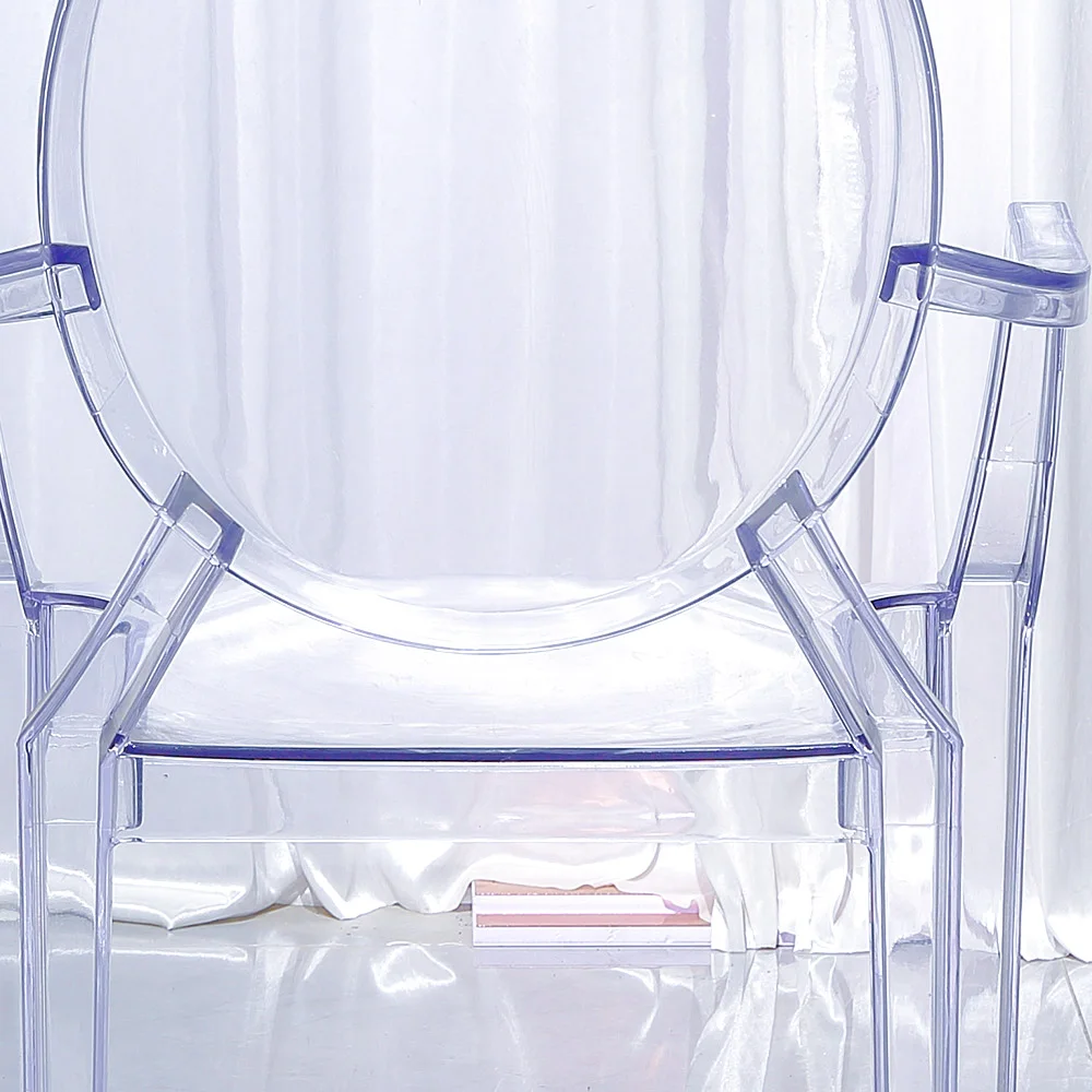 Hot Selling Modern Round Back Acrylic Ghost Chairs For Event With Arm