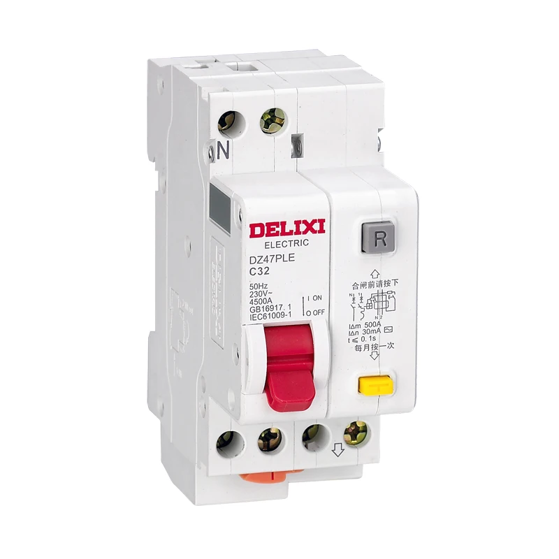 Delixi original DZ47PLE 1P+N RCCB RCBO RCD 6A 10A 16A 25A 32A 40A 30mA 50mA 100mA 300mA Residual Current Circuit Breaker