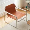 Sedia Baron - marrone scuro - pelle a sella - acciaio inossidabile