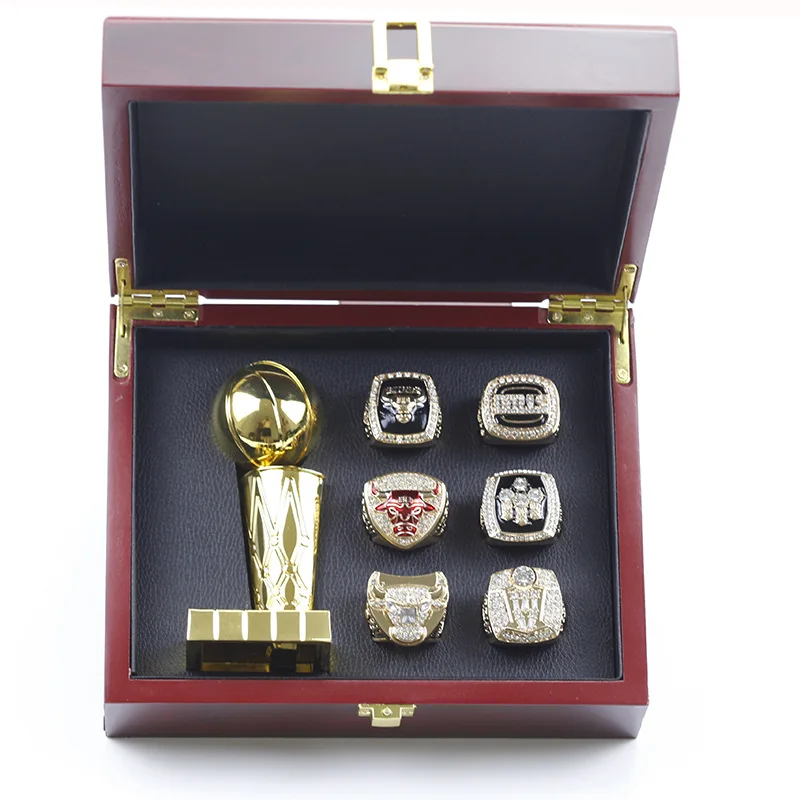 Bulls 91 92 93 96 97 98 Michael Jordan 6 Championship Rings With 12cm ...