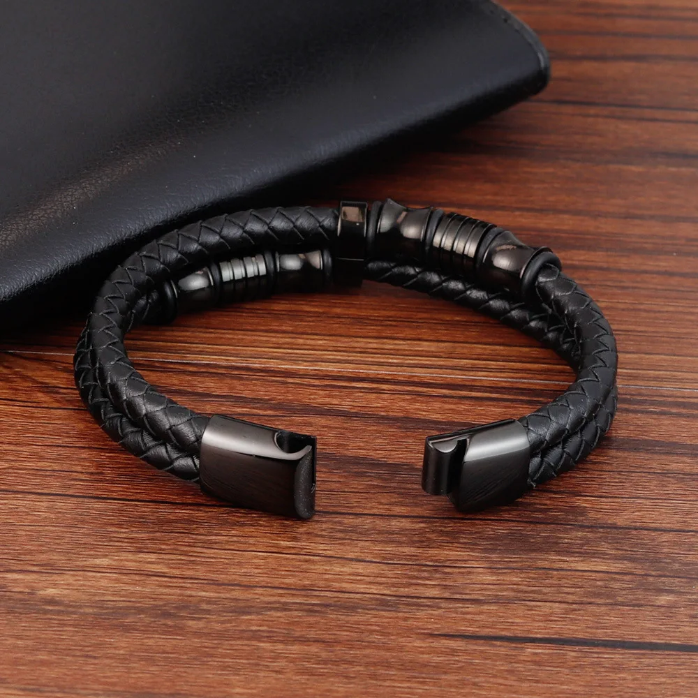 【タイムSALE】ヌバッククロコ　バングル PVD Black Charm Mens Latest Fashion Men Genuine Leather