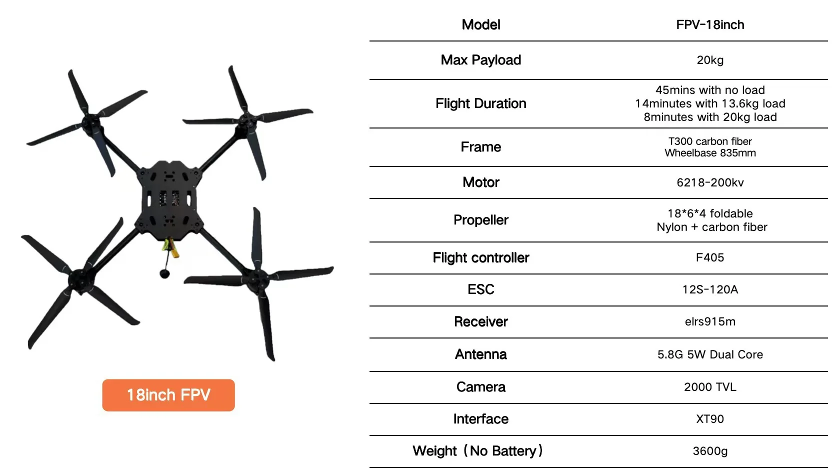 SpiderRC 7/10/13/15/18 Inch FPV RC Drone RTF BNF Cheap Racing Remote Control Fpv Drone Kit 6S 8S Freestyle F4 60A 70A 80A ESC