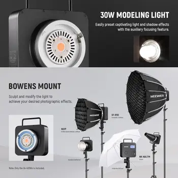 NEEWER-Q4 New Look 400Ws TTL Studio Flash 1/8000 HSS 2800mAh Battery Powered Outdoor Strobe Photography Speedlite detail image