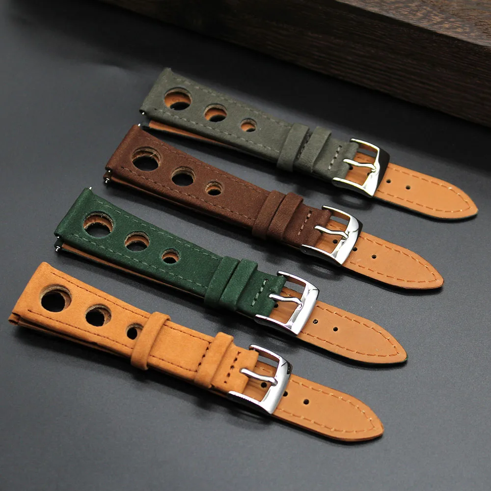 Tapered Vintage Premium Quality Thin Suede Watch Strap