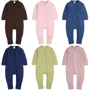 2021 Factory Cheap Baby Clothes Long sleeve Baby Romper Zip Boy And Girl Clothes Baby Rompers Boutique Clothing