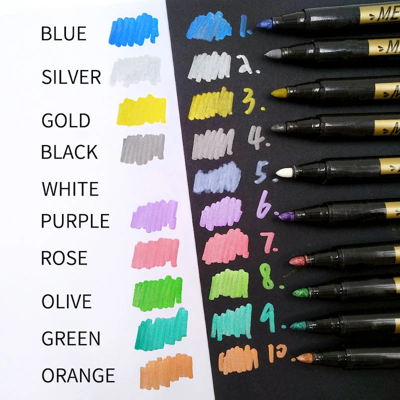 Набор из 10 цветных металлических маркеров