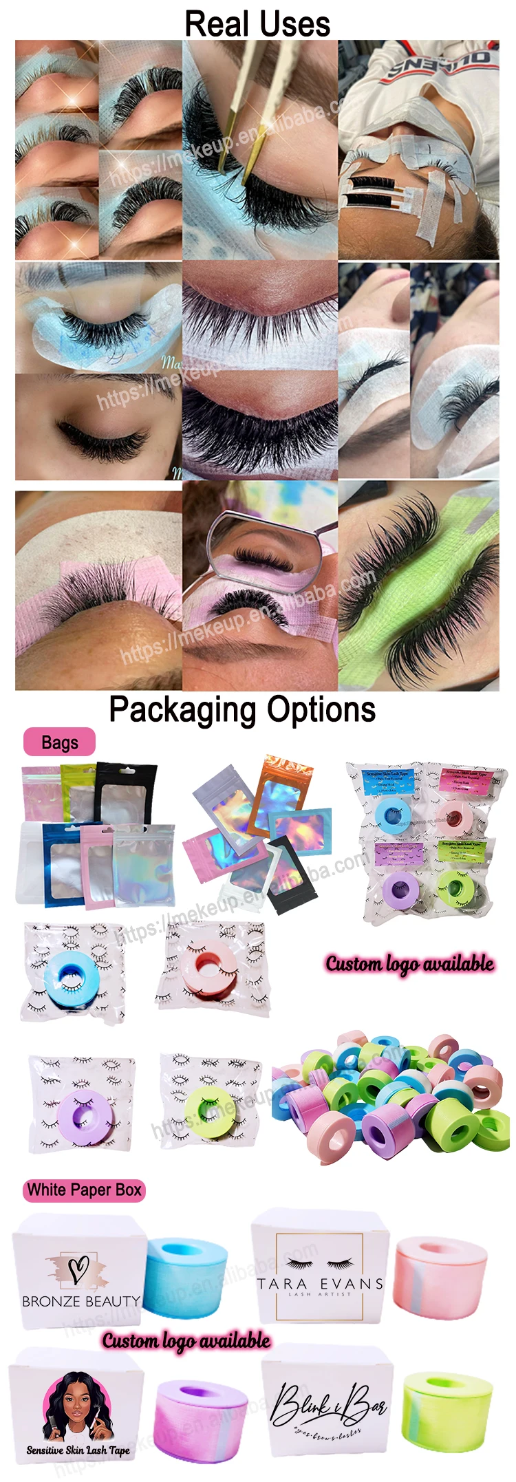 Blue Eyelash Tape For Sensitive Skin Silicone Gel Tape Private Logo