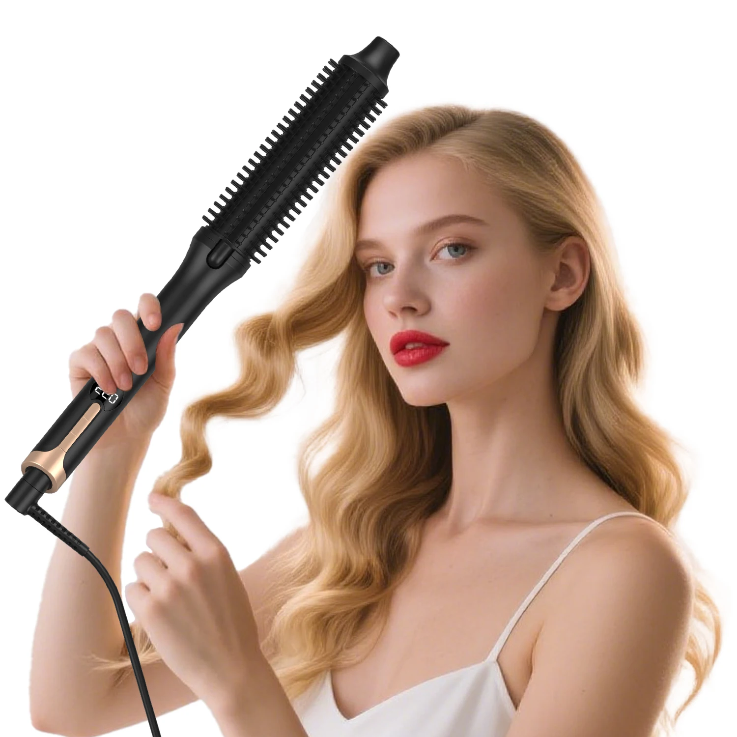 MESKY New Product Thermal Brush with LCD PTC Fast Heater 38mm Barrel Electric Hair Curling Brush