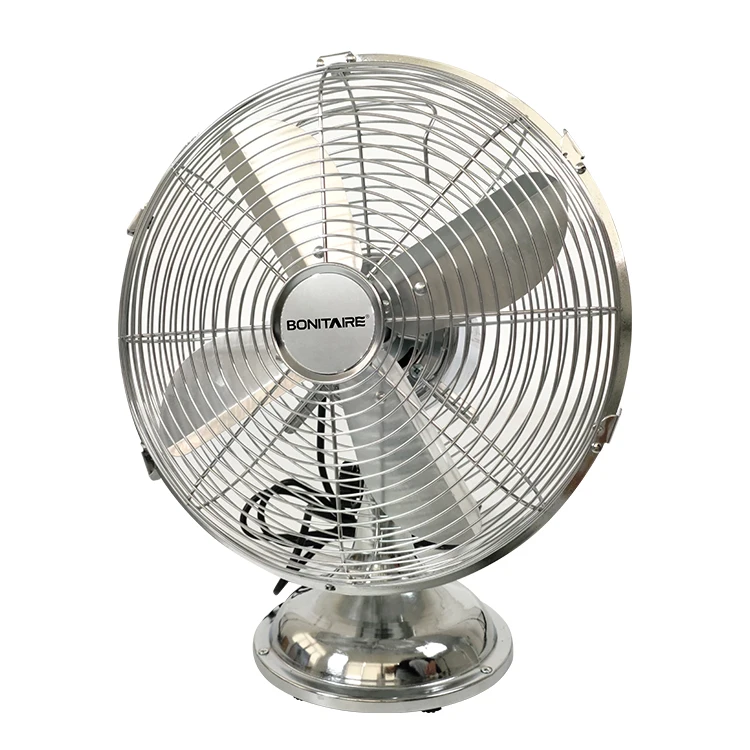 16 Inch Chrome Metal Retro Style Desk Fan for Outdoor Use