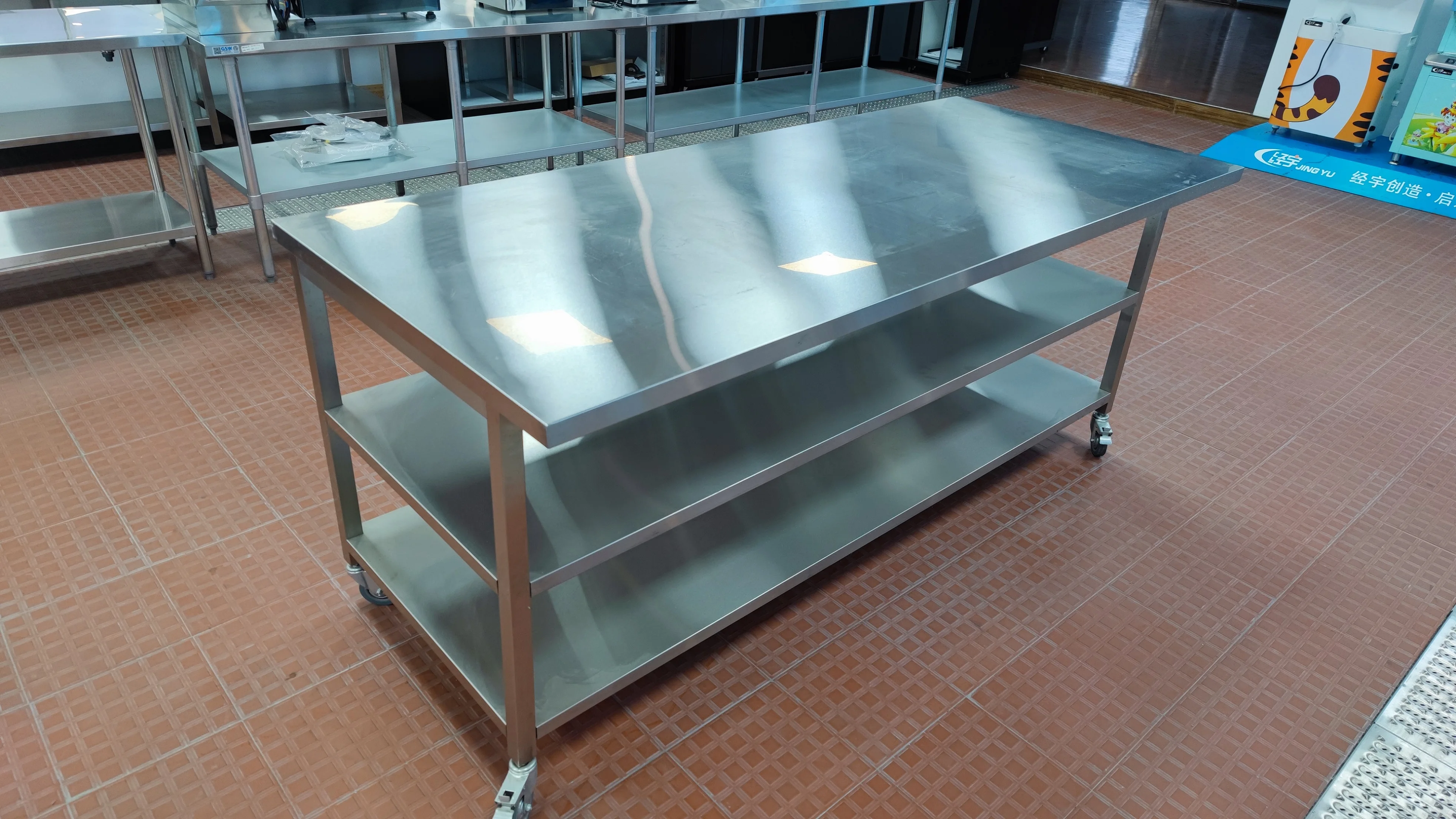 Stainless Steel Kitchen Utility Table with Casters for Kitchen