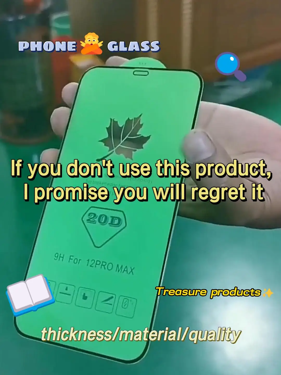 20d Curved Edge Clear Full Coverage Glass Maple Leaves I Phone Screen