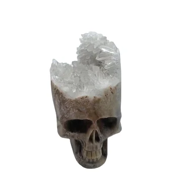 Wholesale White crystal cluster carved craft crystal skulls clear quartz cluster carving skulls