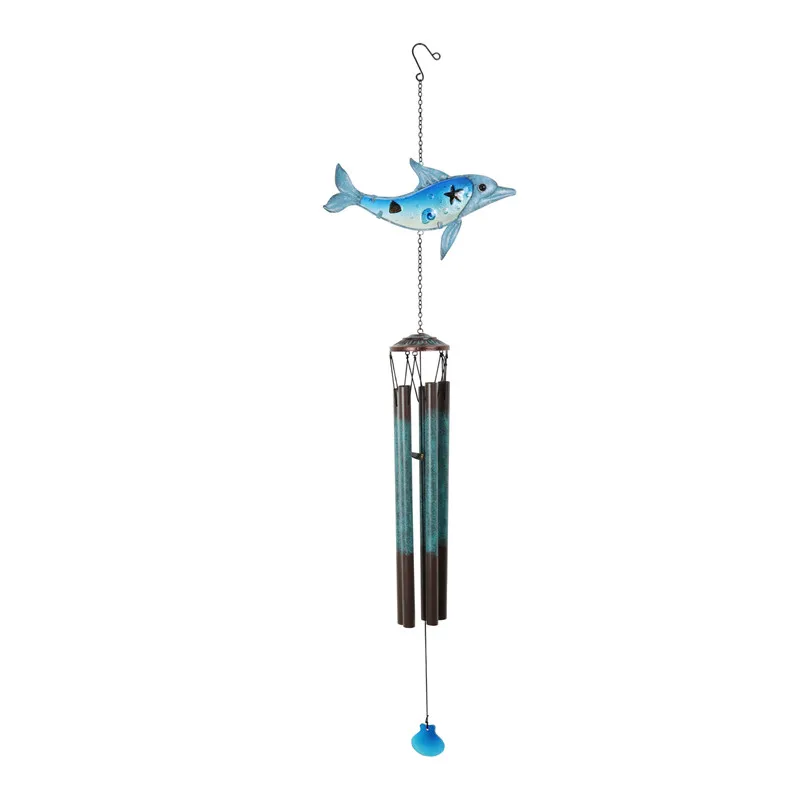 Liffy  Indoor Outdoor Glass  Metal Dolphin Wind Chime Hanging Dolphin  wind chime