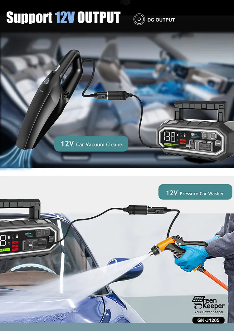 Povasee Booster Batterie Voiture, 5000A Booster Batterie (Jusqu'à Tout D'essence Ou 10L Diesel) Avec Écran 3" LCD, Booster Vec Deux Sorties USB Et LED, Demarreur Batterie Voiture Pour Véhicules 12V