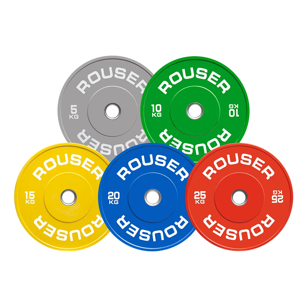 Rouser Fitness KG Virgin Rubber Bumper Plates Color Barbell Weight Plates for Gym Weightlifting Training