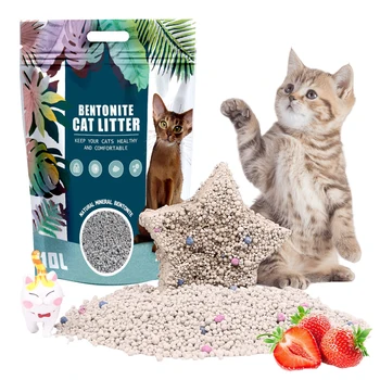 Eco Friendly 1-3.5mm Cat Sand 5l 10l 10kg 20kg Fragrant Dust Free Clumping Colorful Ball Shape Bentonite Cat Litter