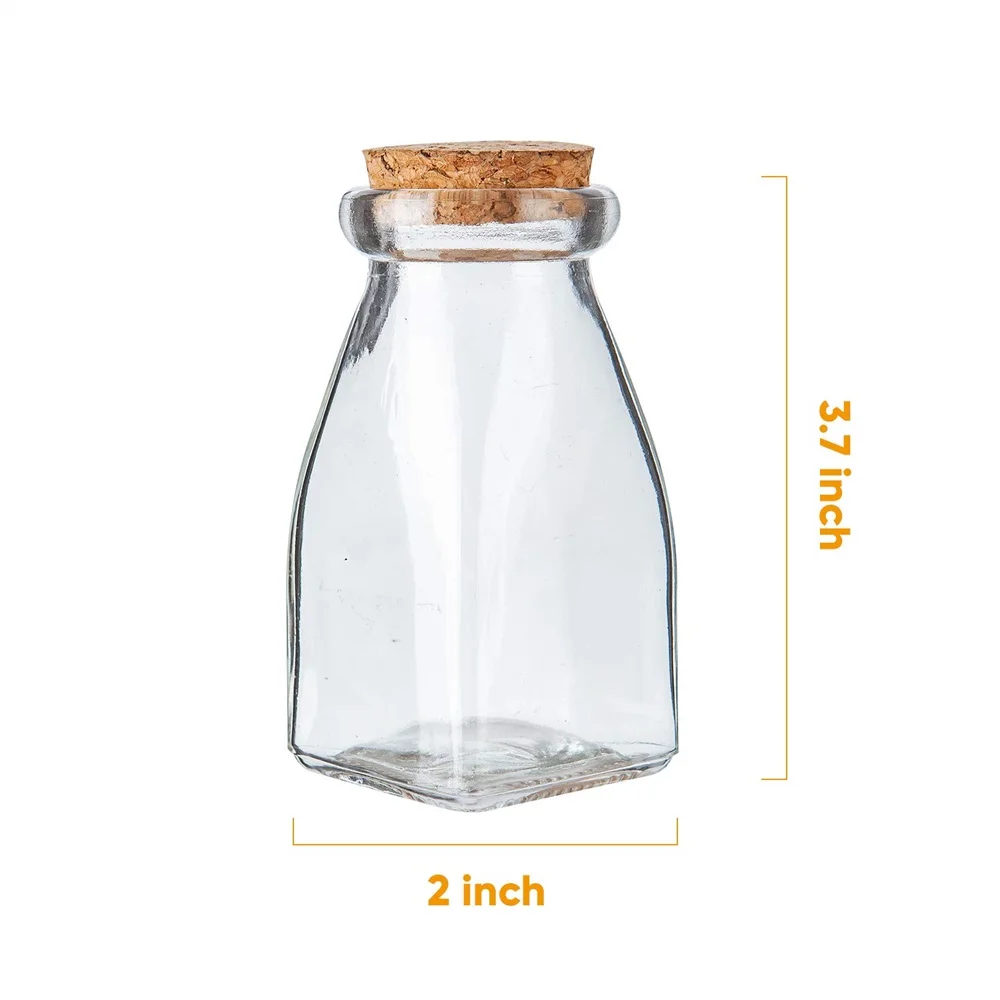 The Square Glass Yogurt Jars,Pudding Jars with cork lids, Dessert Glass jars,  4 Oz Glass