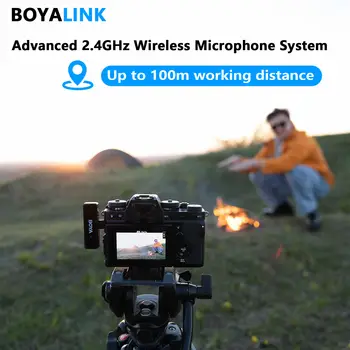 BOYA LINK Wireless Lavalier Microphone Noise Cancellation Lapel Mic With Charging Box for IPhone Type-C Smartphones Cameras detail image