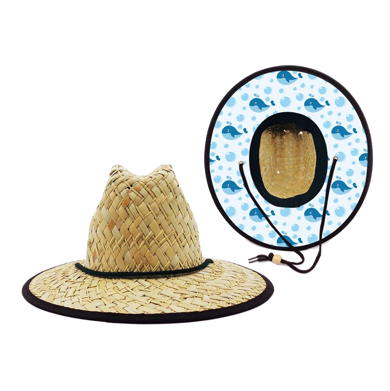 Sun Protection Custom Straw Lifeguard Hat Cute Octopus Wide Brim Hat Toddler Stylish Hats