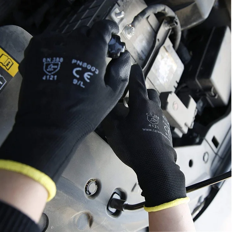 Ce En388 13 Ge вязаные перчатки с полиуретановым покрытием Антистатические Рабочие Перчатки