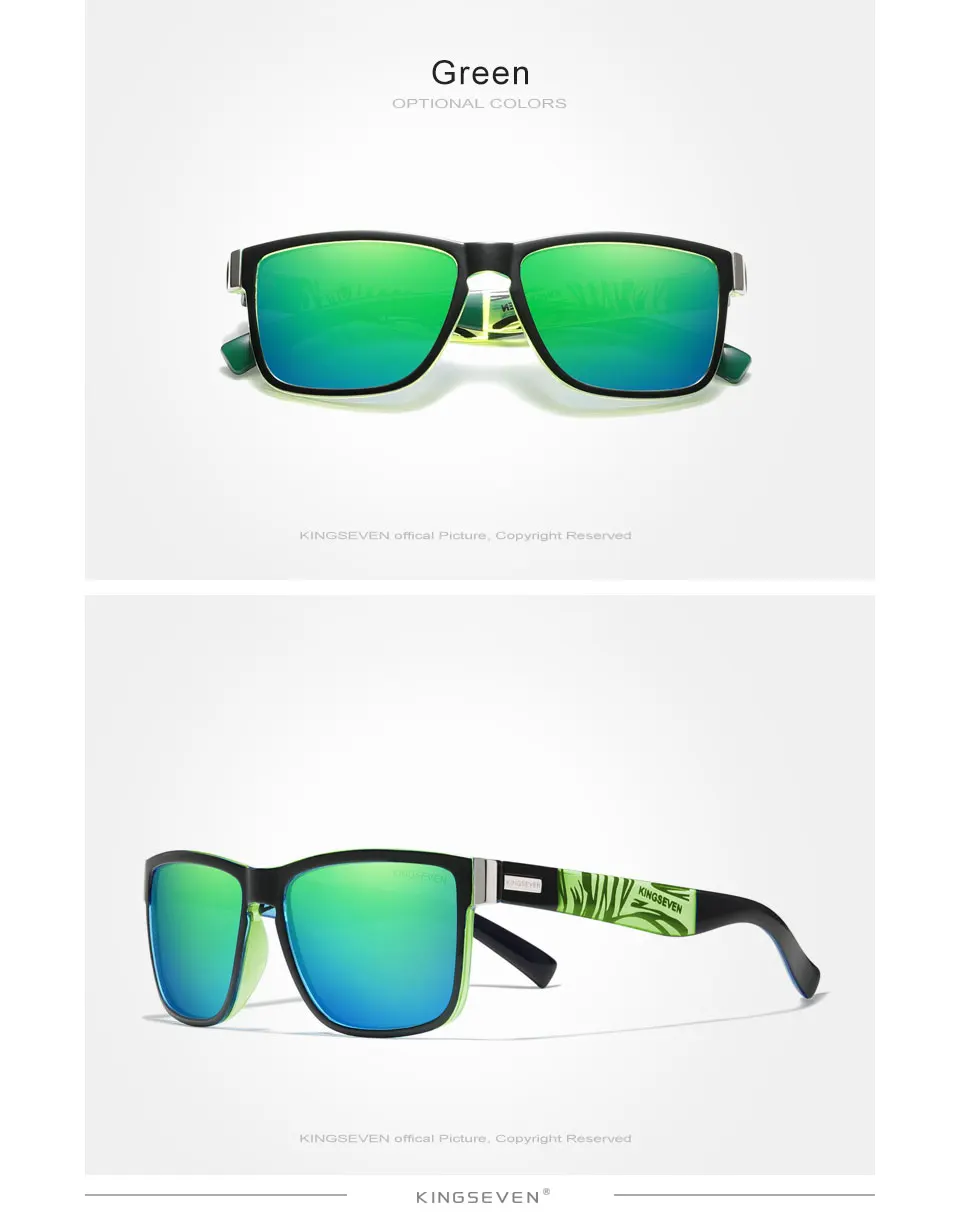 Kingseven Glasses Men Square Retro Gradient Polarized Sun Glasses For ...