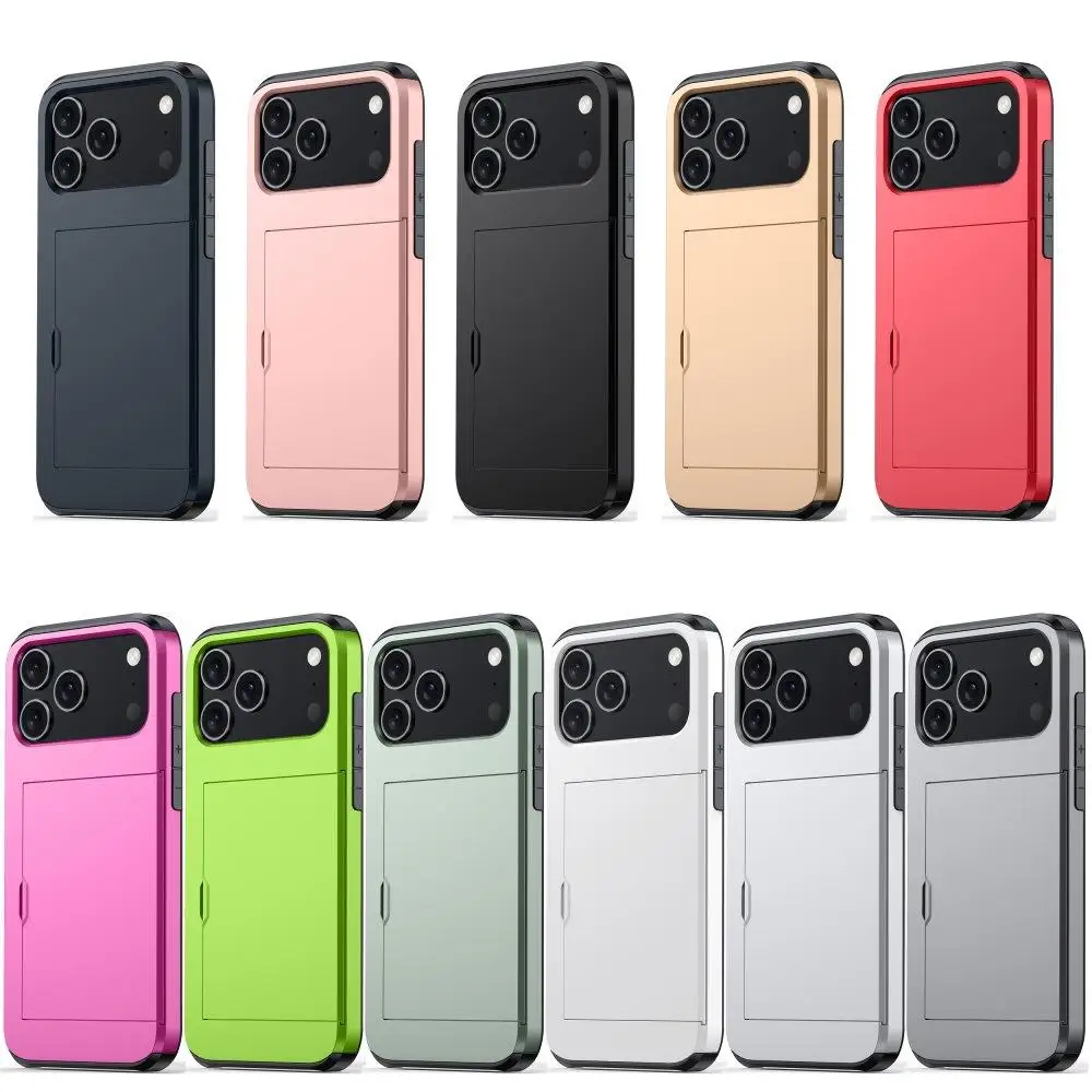 product rubber oil hard phone cases for iphone 17 series  tpupc slide card slot drop resistant shockproof case for iphone 17 max-2