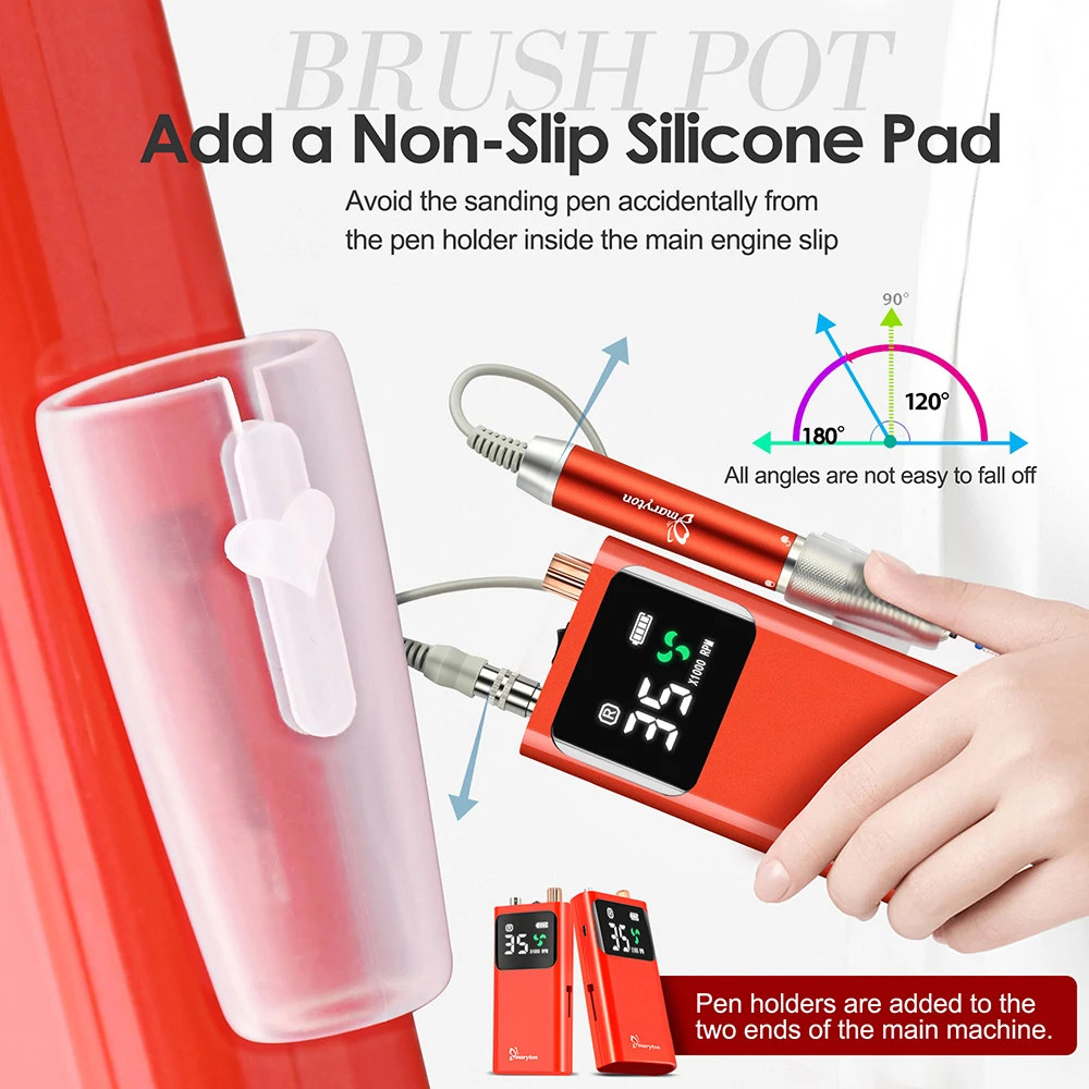 Professional E File Electric File 35000RPM Brushless Motor Portable Nail Drill Machine Electric Rechargeable Nail Drill