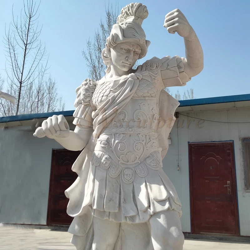 Hand Carved Terracotta Warrior Garden Statue Greek Marble Stone Life