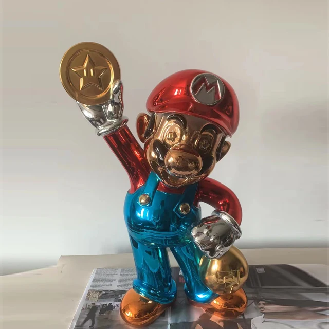 Gold Chrome Plated Cartoon Duck Resin Statue  Popular Home Art Sculpture Pop Art Sculpture Duck Sculptures Indoor