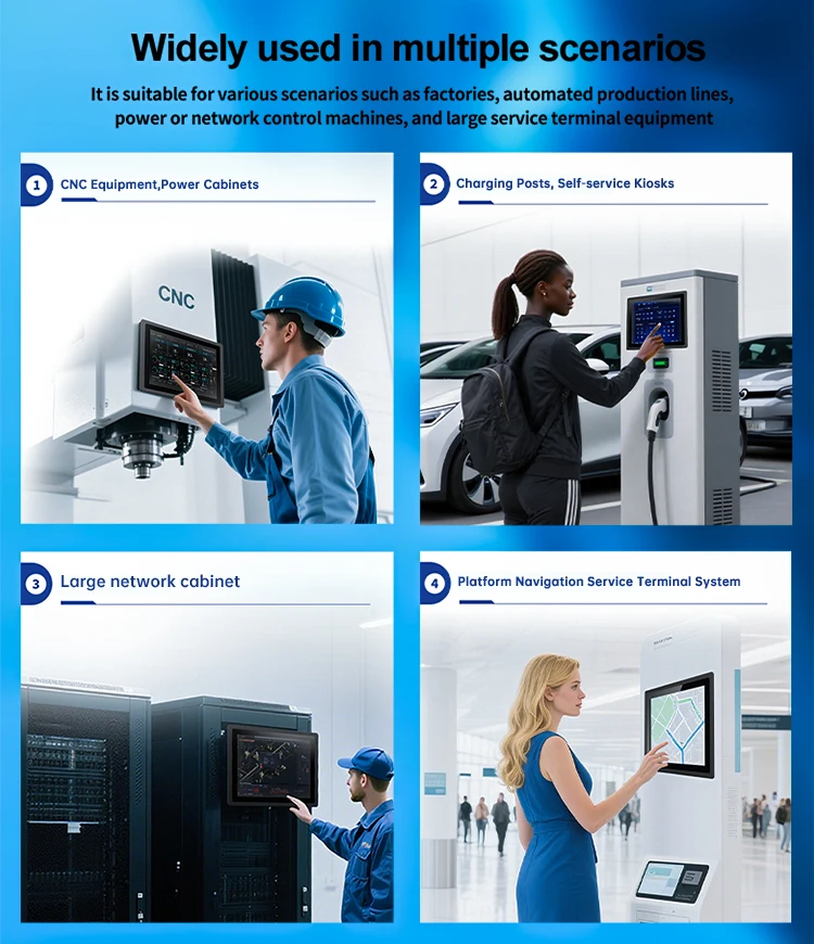 10 13.3 15.6 Inch Industrial Touch Monitor with IPS FHD Aluminum Frame USB HDMI VGA for Factory Automation